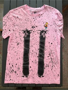 Pink simpsons Splatter Graphic Tee with Bart furby Garfield snoopy